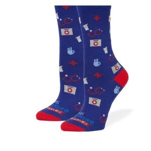 John’s Crazy Socks The Superhero Wears Scrubs Healthcare Nurse Socks NWT